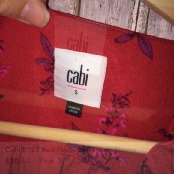 Cabi 5222 Sketchbook Red Floral Sleeveless Blouse - Picture 6 of 6